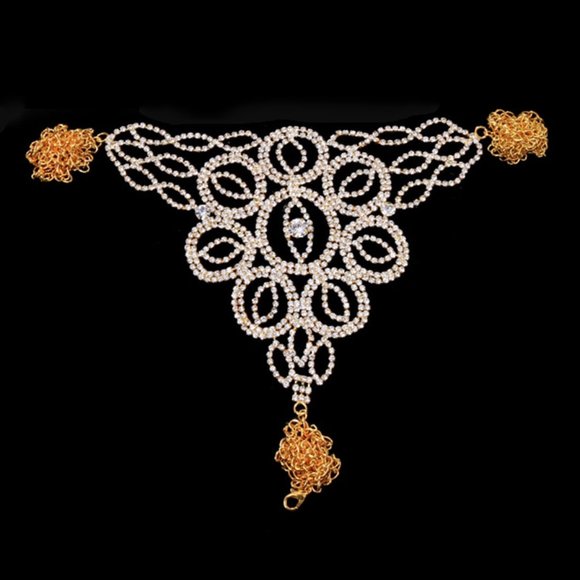 Evil Eye Underwear Set Women Crystal Panties Waist Chain Bra Thong Body Jewelry - Picture 6 of 10